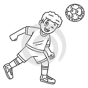 Boy Hitting Soccer Ball with Head Isolated