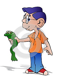 Boy hold toad
