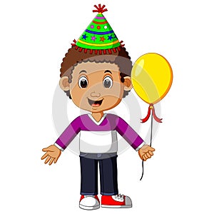 Boy holding balloons