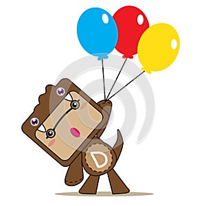 boy holding balloons. Vector illustration decorative design