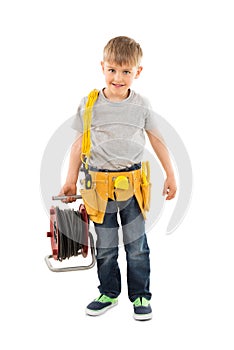 Boy Holding Cable Spool