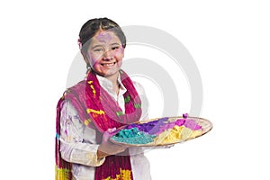 Boy holding color plate