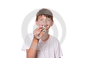 Boy holding fidget spinner