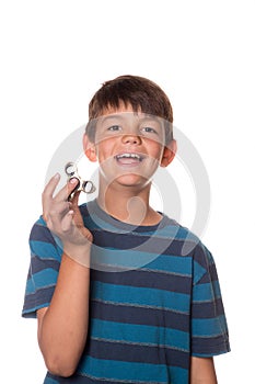 Boy holding fidget spinner