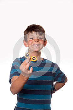 Boy holding fidget spinner