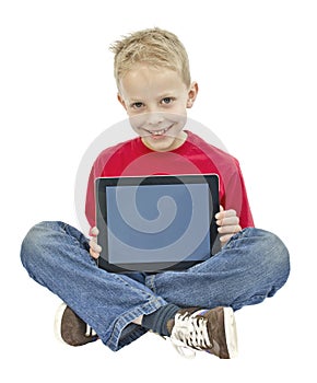 Boy holding ipad