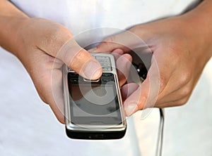 Boy holding phone