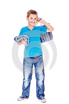 Boy holding shopping bag
