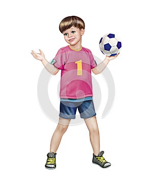Boy holds a soccer ball