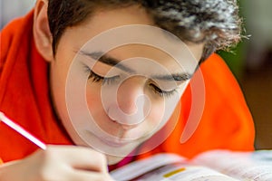 Boy on homeworks