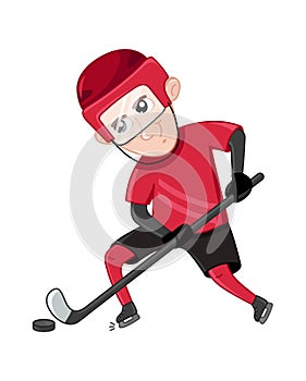 Boy ice hockey player in sport uniform