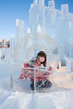 Boy with an ice sculpture, urban esp