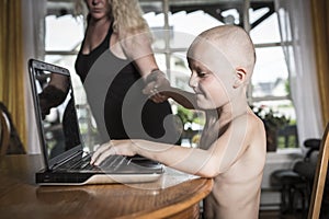 Boy with internet dependence