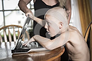 Boy with internet dependence