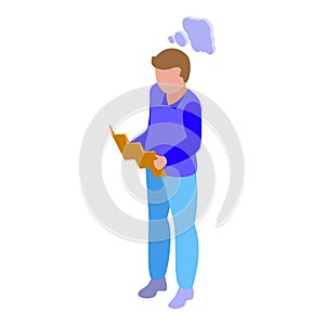 Boy jet lag icon isometric vector. Flight travel