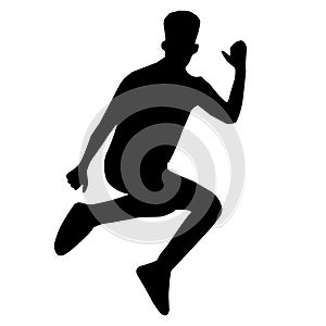 boy jumping for fun silhouette vector Pro Vector