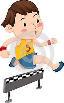 Boy jumping hurdle