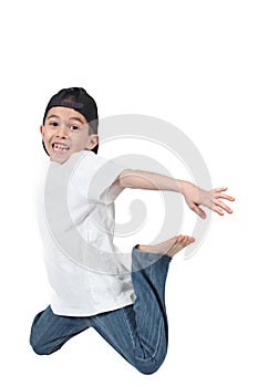 Boy jumping midair