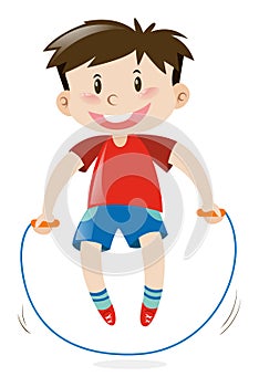 Boy jumping rope alone