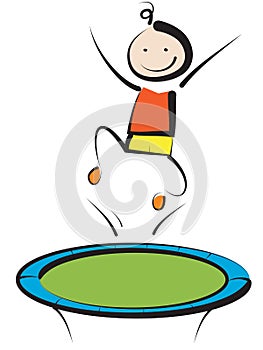 Boy jumping on trampoline