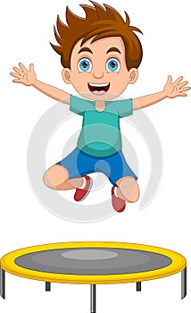 boy jumping on trampoline cartoon