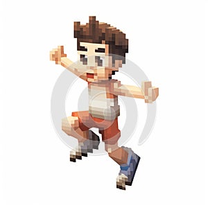 Hyper-realistic Pixel Character Performing Spirited Gymnastics photo