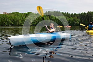 Boy kayaking