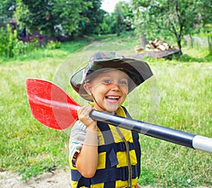 Boy kayaking