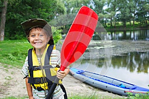 Boy kayaking