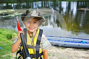 Boy kayaking