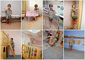 Boy in kindergarden collage