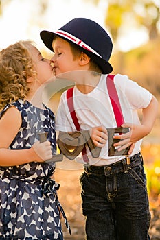 Boy kissing girl