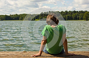 Boy at lake