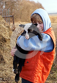 Boy and lamb