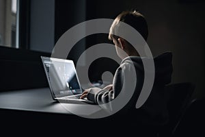 Boy laptop. Generate Ai