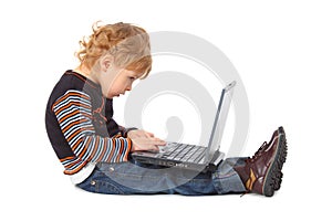 Boy with laptop at profile