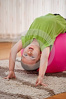 Boy with large ball