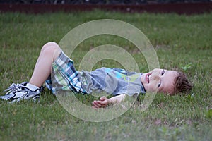 Boy on lawn