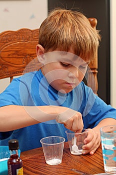 Boy learning science