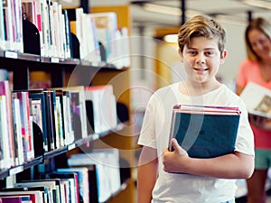 Boy in library