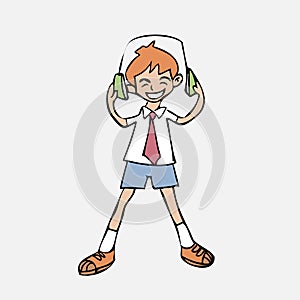 Boy listen music headphone