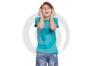 Boy listening to music