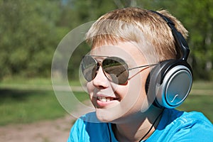 Boy listening to music