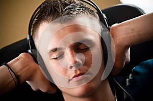 Boy listening to music