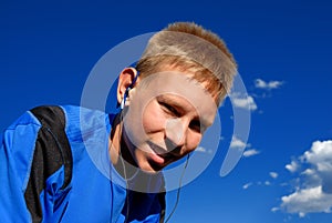 Boy listening to music