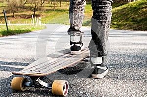 Boy and longboard