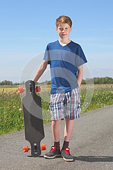 Boy with longboard