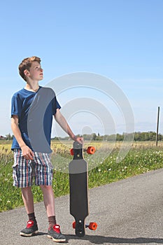 Boy with longboard