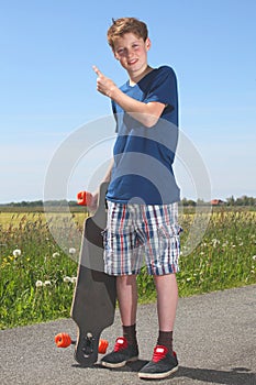 Boy with longboard