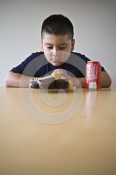 Boy Looking At Dessert On table